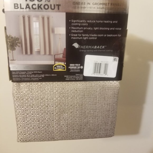 Eclipse Blackout 40x63 Desmond Flax Basketweave Grommet Gold Tan Curtain - Picture 6 of 8